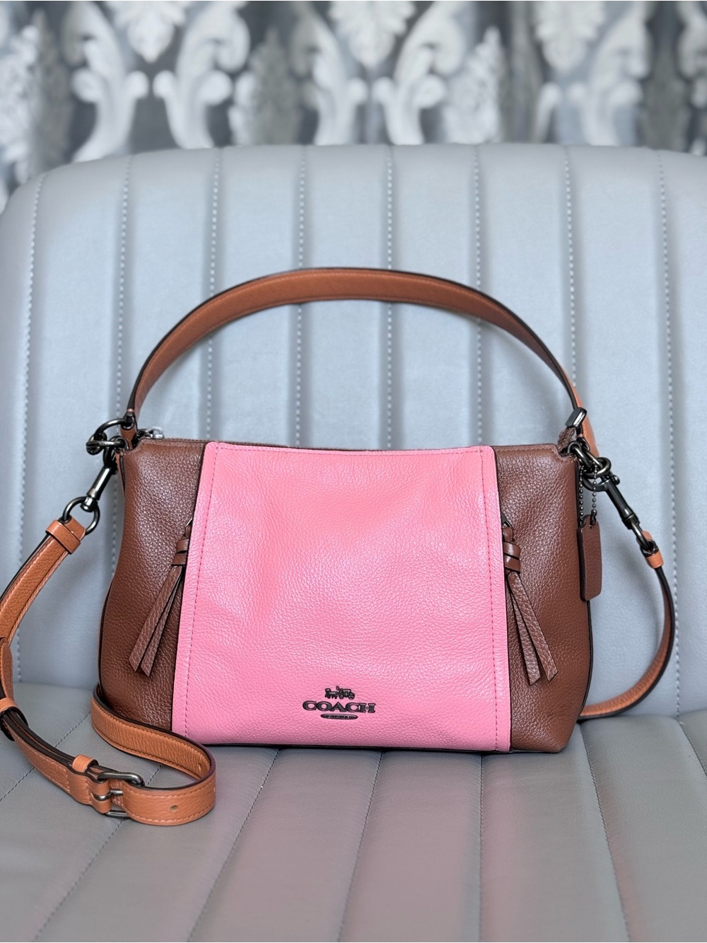 Coach NWOT Marlon Convertible Shoulder Crossbody Bag Colorblock Pink